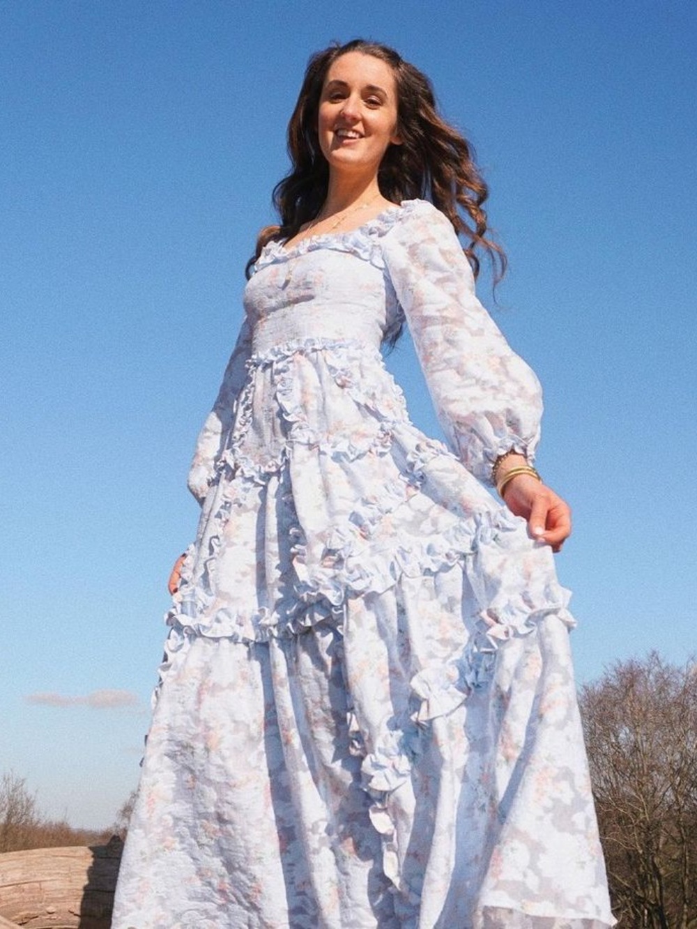 Needle & Thread Summer Blossom Ankle Gown in Floral Jacquard Size 4